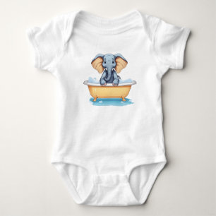 funny elephant in bathtub baby bodysuit