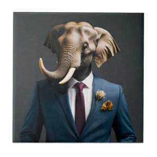Funny elephant in suit tile