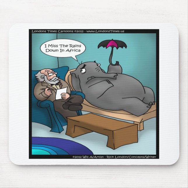 Funny Elephant In Therapy Cards Tees Gifts Etc Mouse Mat (Front)