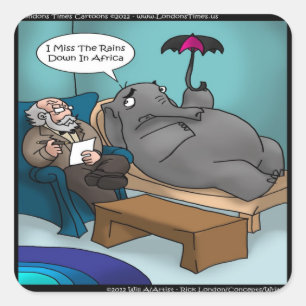 Funny Elephant In Therapy Cards Tees Gifts Etc Square Sticker