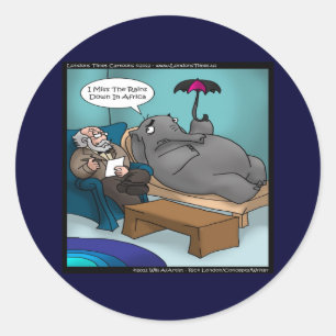 Funny Elephant In Therapy Classic Round Sticker