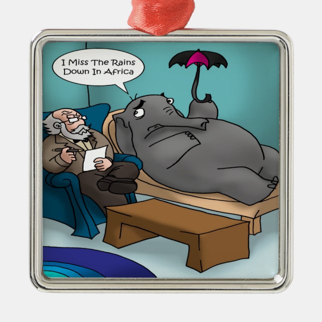 Funny Elephant In Therapy Metal Tree Decoration (Front)