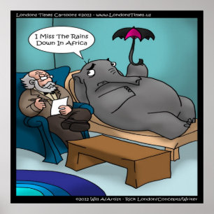 Funny Elephant In Therapy Poster