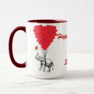 Funny elephant  love heart Valentines Mug