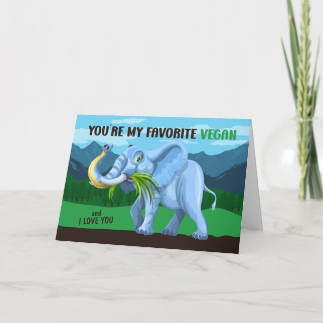 Funny Elephant Vegan Valentine´s Day  Card (Front)
