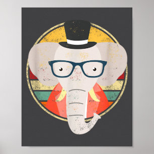 Funny Elephant Wildlife Safari Retro Vintage Outfi Poster