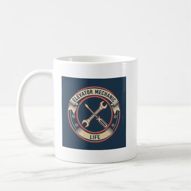 Funny Elevator Technician Gift - Mechanic Life Log Coffee Mug (Left)