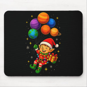 Funny Elf Astronaut With Planets Christmas Pjs For Mouse Mat