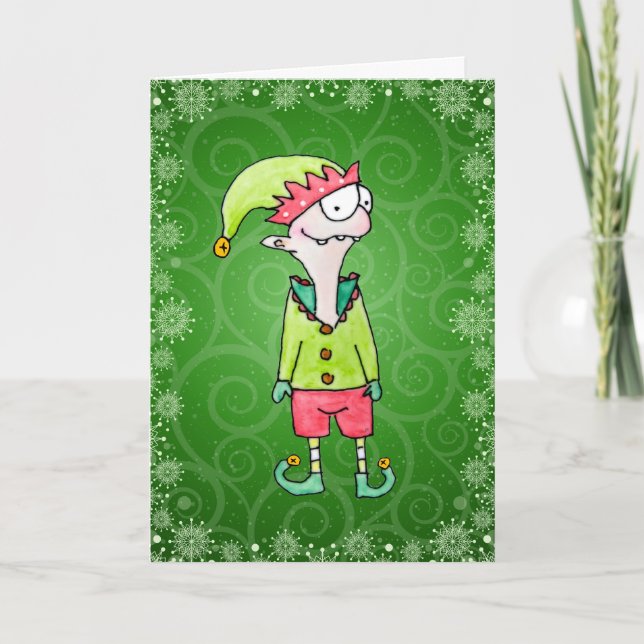 Funny Elf Christmas Card (Front)