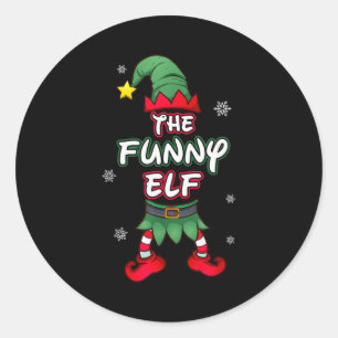 Funny Elf Christmas Pajamas Pjs Matching Family Gr Classic Round Sticker
