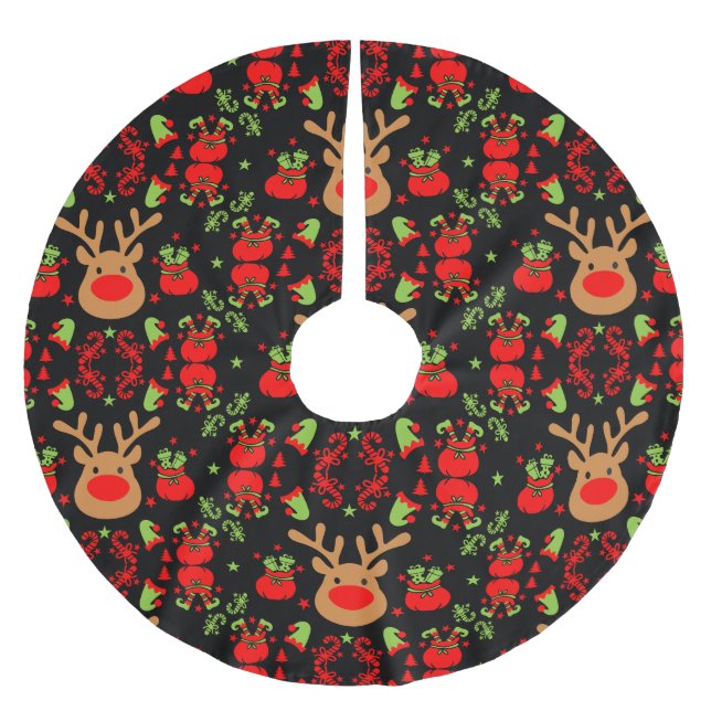 Funny Elf Christmas Wrapping Brushed Polyester Tree Skirt (Front)