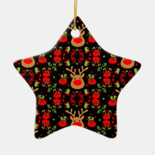 Funny Elf Christmas Wrapping Ceramic Tree Decoration