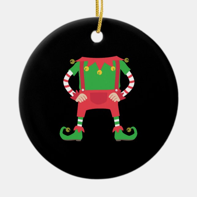 Funny Elf costume Funny Santa Christmas Ceramic Tree Decoration (Front)