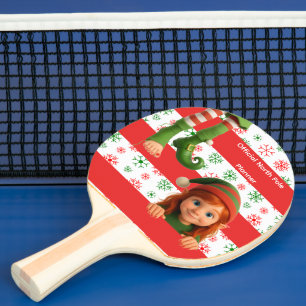 Funny Elf Face & Legs   North Pole Fun Christmas  Ping Pong Paddle