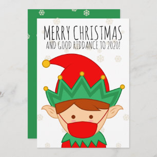 Funny Elf Face Mask Merry Christmas Mask Holiday Card