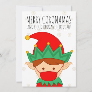 Funny Elf Face Mask Merry Christmas Mask Holiday Card
