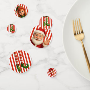 Funny Elf Faces & Legs North Pole Christmas Confetti