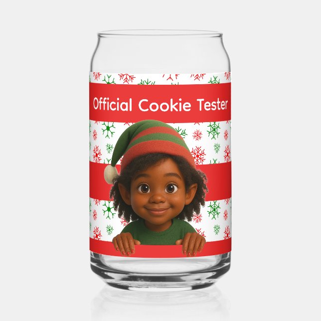 Funny Elf Faces & Legs | North Pole Fun Christmas  Can Glass (Front)