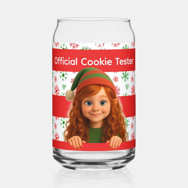 Funny Elf Faces & Legs | North Pole Fun Christmas Can Glass (Front)