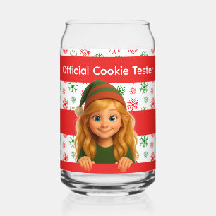 Funny Elf Faces & Legs   North Pole Fun Christmas Can Glass