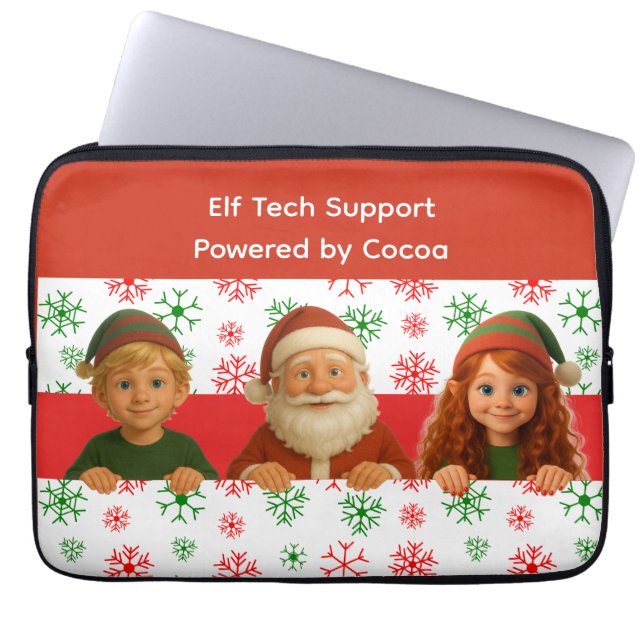 Funny Elf Faces & Legs | North Pole Workshop Elect Laptop Sleeve (Front)
