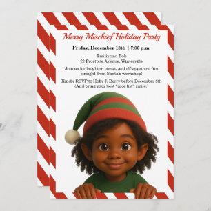 Funny Elf Faces   North Pole Fun Christmas Party  Invitation