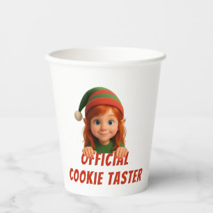 Funny Elf Faces   Official Cookie Tester Christmas Paper Cups
