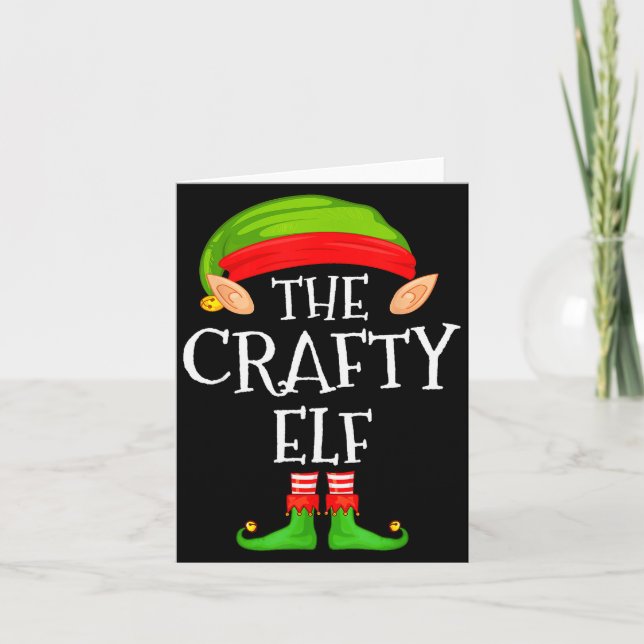 Funny Elf Family Christmas Crafty Elf Sweater Matc Card (Front)