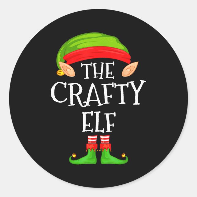 Funny Elf Family Christmas Crafty Elf Sweater Matc Classic Round Sticker (Front)