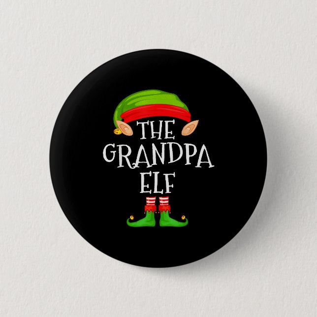 Funny Elf Family Christmas Grandpa Elf Sweater Mat 6 Cm Round Badge (Front)