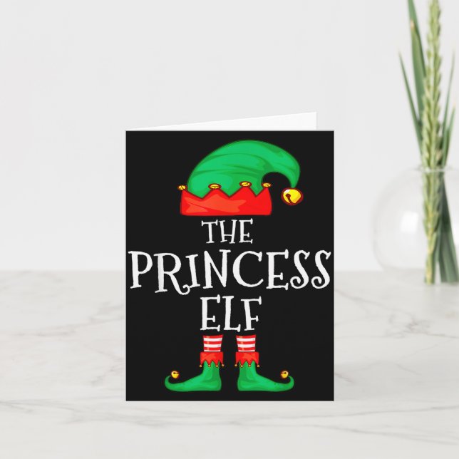 Funny Elf Family Christmas Princess Elf Sweater Me Card (Front)