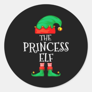 Funny Elf Family Christmas Princess Elf Sweater Me Classic Round Sticker