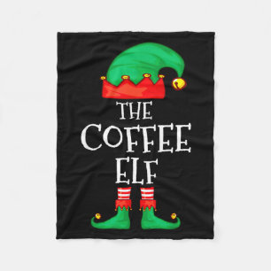 Funny Elf Family Christmas The Coffee Elf Sweater Fleece Blanket