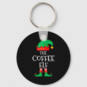 Funny Elf Family Christmas The Coffee Elf Sweater  Key Ring