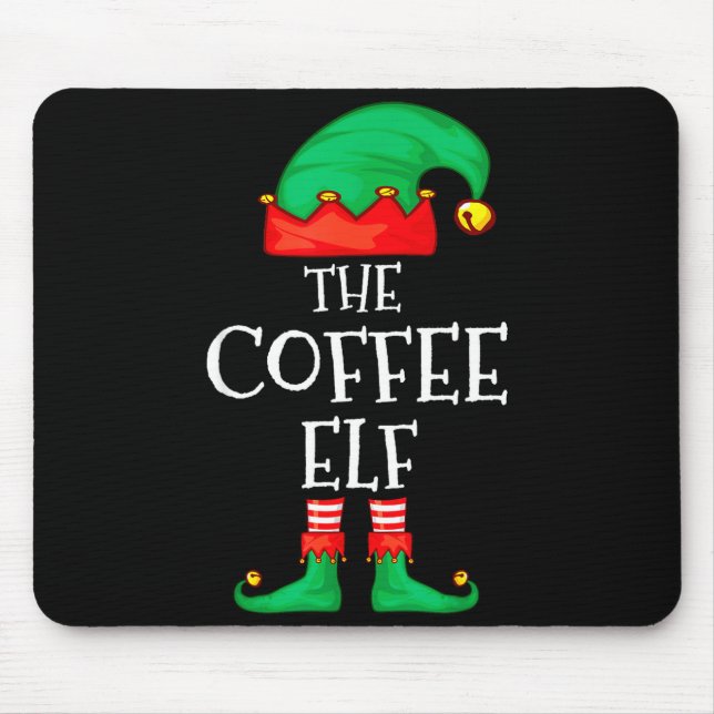 Funny Elf Family Christmas The Coffee Elf Sweater  Mouse Mat (Front)
