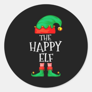 Funny Elf Family Christmas The Happy Elf Sweater M Classic Round Sticker