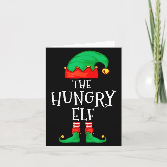 Funny Elf Family Christmas The Hungry Elf Sweater  Card (Front)