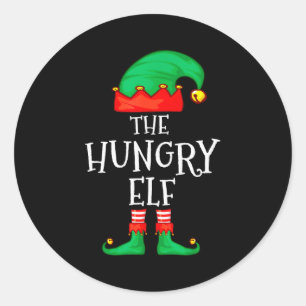 Funny Elf Family Christmas The Hungry Elf Sweater  Classic Round Sticker