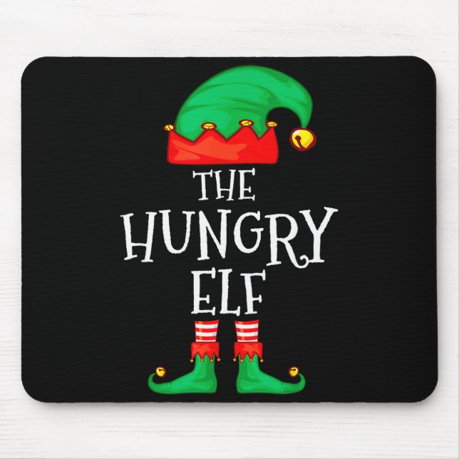 Funny Elf Family Christmas The Hungry Elf Sweater  Mouse Mat (Front)