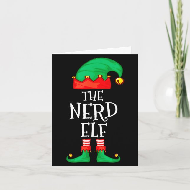 Funny Elf Family Christmas The Nerd Elf Sweater Me Card (Front)