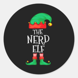 Funny Elf Family Christmas The Nerd Elf Sweater Me Classic Round Sticker