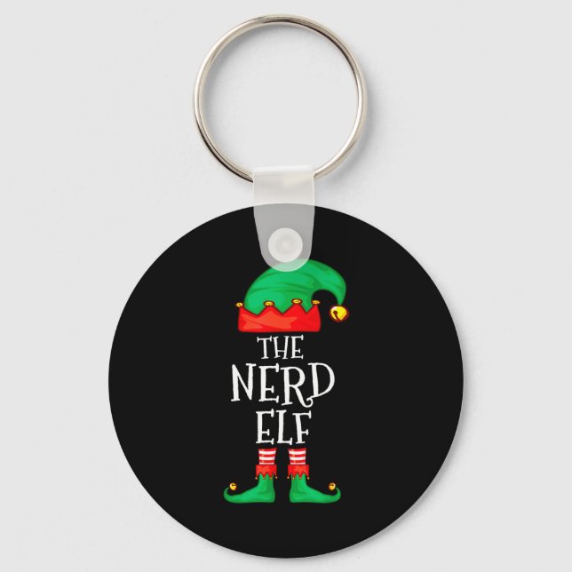 Funny Elf Family Christmas The Nerd Elf Sweater Me Key Ring (Front)