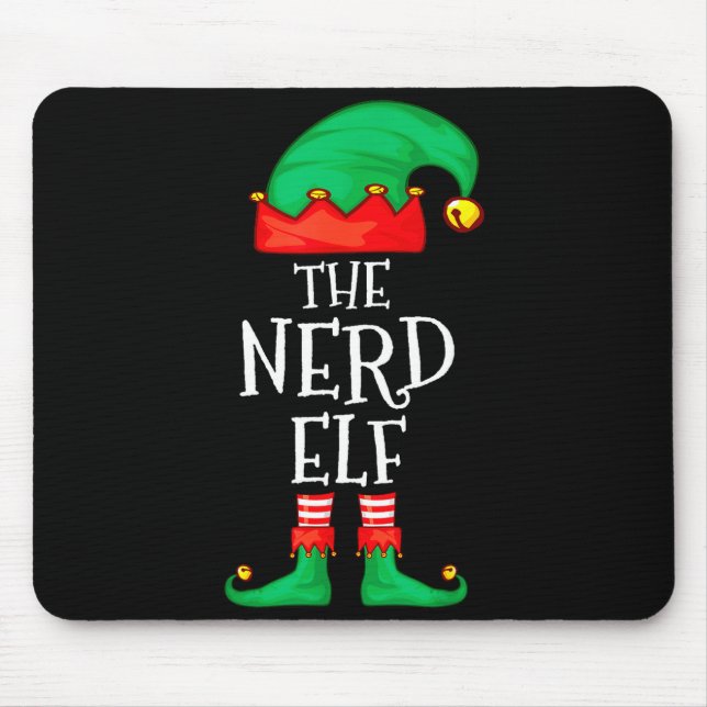 Funny Elf Family Christmas The Nerd Elf Sweater Me Mouse Mat (Front)