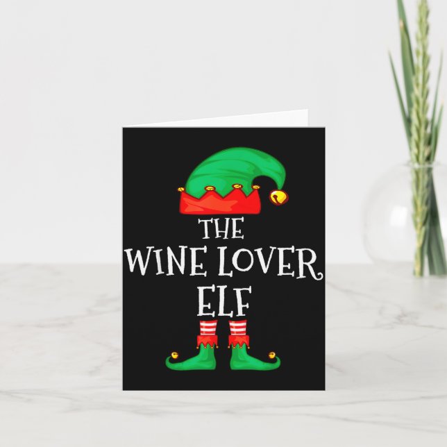 Funny Elf Family Christmas The Wine Lover Elf Men  Card (Front)