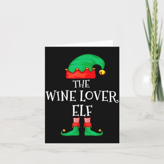 Funny Elf Family Christmas The Wine Lover Elf Men  Card (Front)