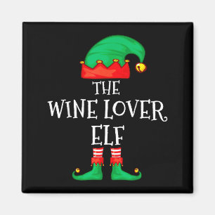 Funny Elf Family Christmas The Wine Lover Elf Men Magnet