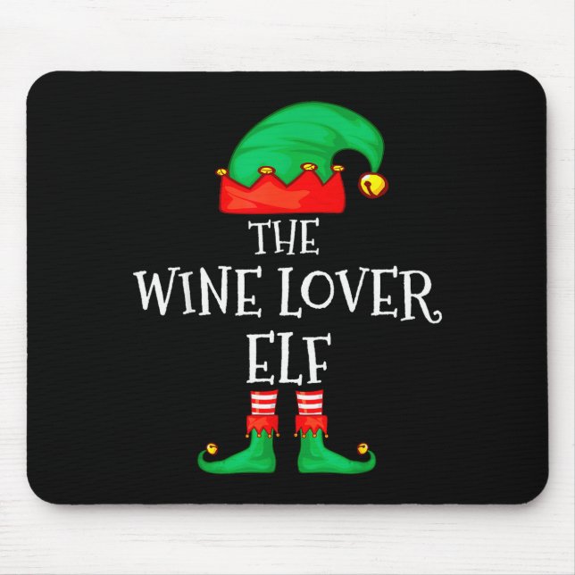 Funny Elf Family Christmas The Wine Lover Elf Men  Mouse Mat (Front)