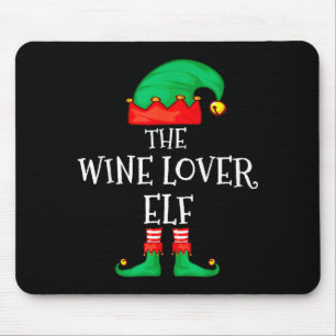 Funny Elf Family Christmas The Wine Lover Elf Men Mouse Mat