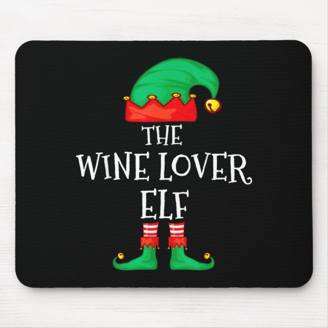 Funny Elf Family Christmas The Wine Lover Elf Men  Mouse Mat (Front)