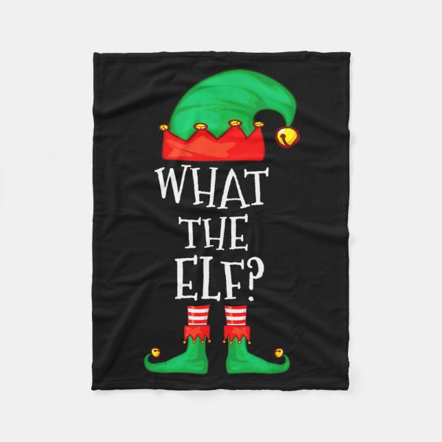 Funny Elf Family Christmas What The Elf Sweater Me Fleece Blanket (Front)